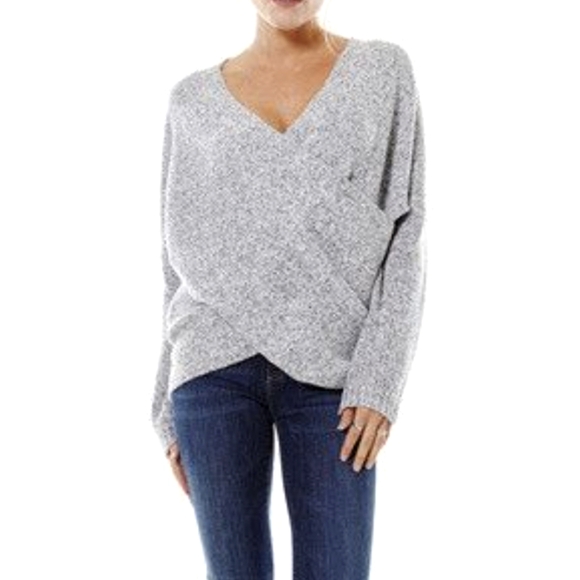 Sweaters - Gray Wrap Sweater